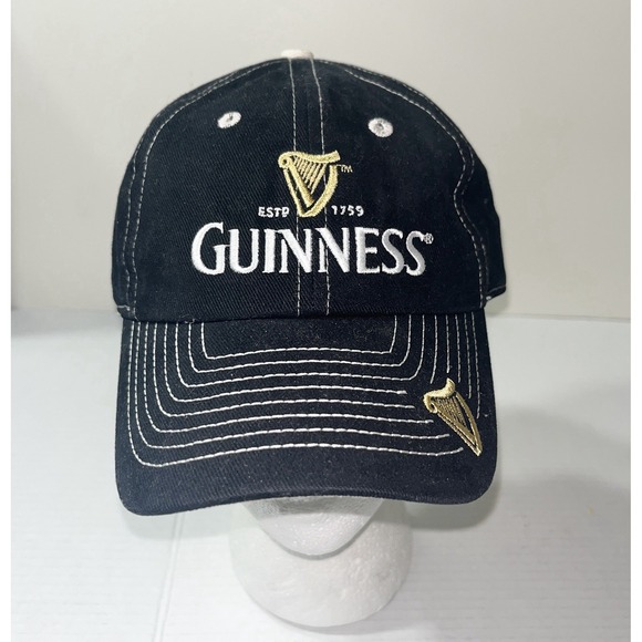 Guiness Baseball Cap Hat Men's OS Black Adjustable Beer Promo Novelty - Picture 1 of 6